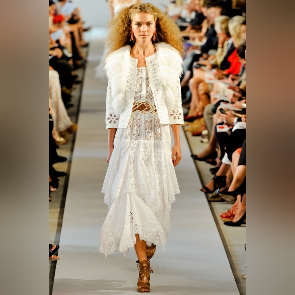 $3,700 OSCAR DE LA RENTA WHITE LACE GORGEOUS RUNWAY JACKET TOP US 4 - Picture 7 of 10